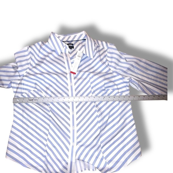 NWT TALBOTS NON-IRON PERFECT SHIRT - GALA STRIPE Plus 14W Blue/White - Picture 9 of 16